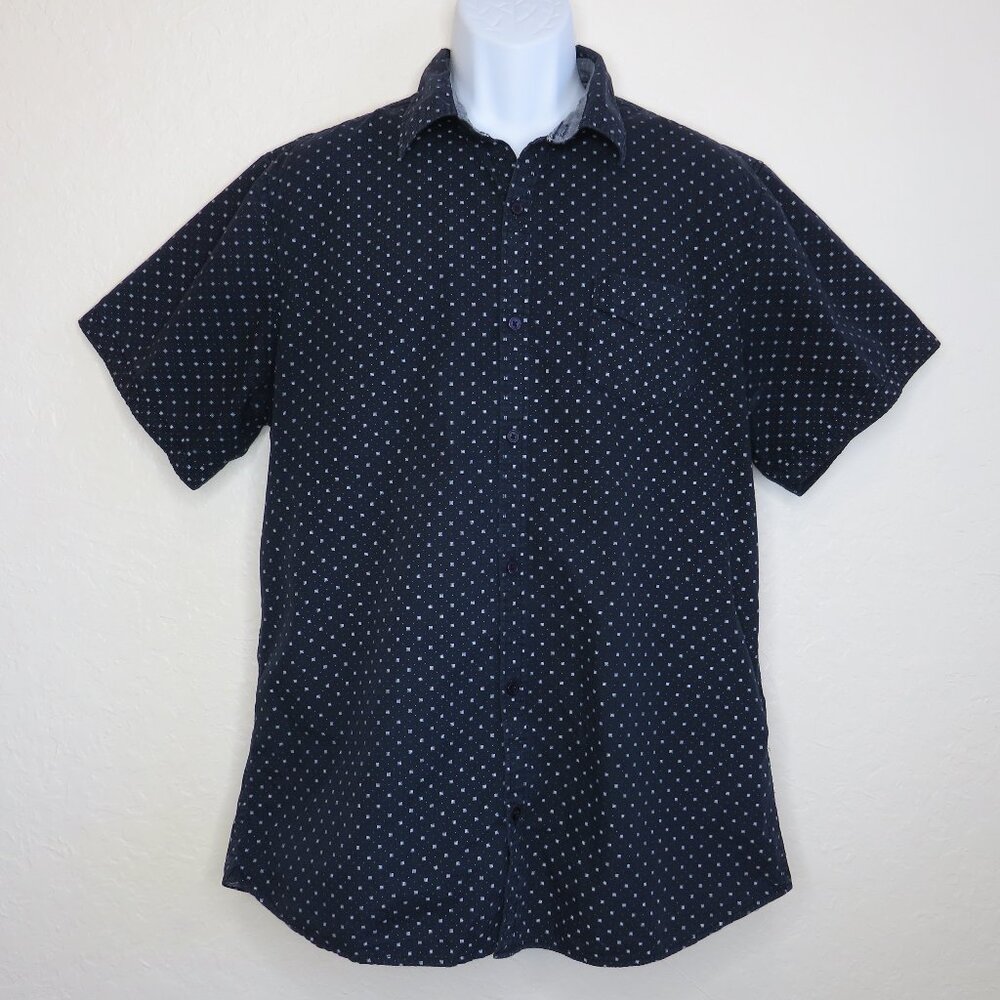 Hudson Barrow NYC* Men's Short Sleeve‎ Button Down Single Pocket BOHO Shirt~ XL